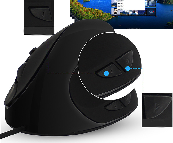 1200dpi Photoelectric USB wired vertical ergonomic 5 keys notebook mouse